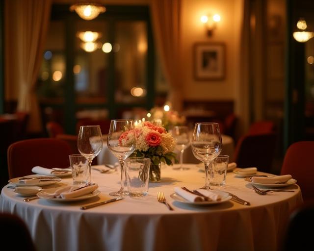 Elegant gedeckter Tisch für eine private Veranstaltung im Café.